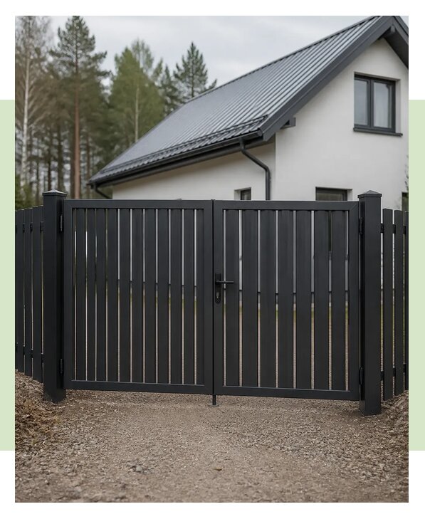 Распашные ворота из евроштакетника в Курске по цене от 36484 р. | ЗаборЭксеперт-Кус